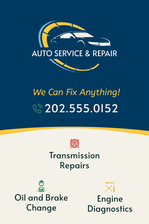 Car Logo and Brand Name on a Blue Auto Service Sign Template